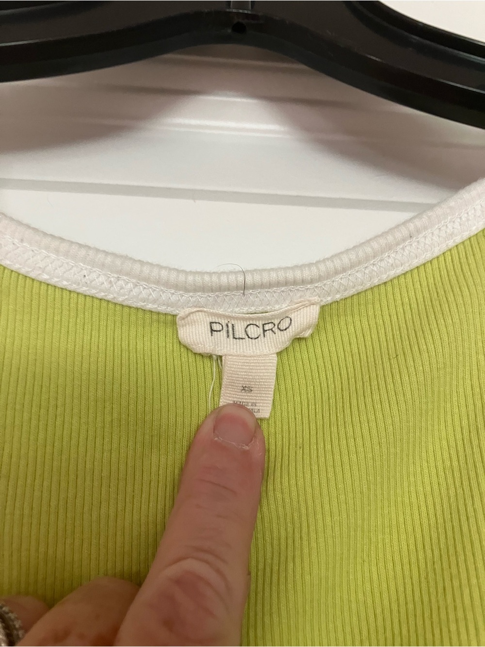 Pilcro Lime Green Ribbed Tank with White Trim - Picture 4 of 4